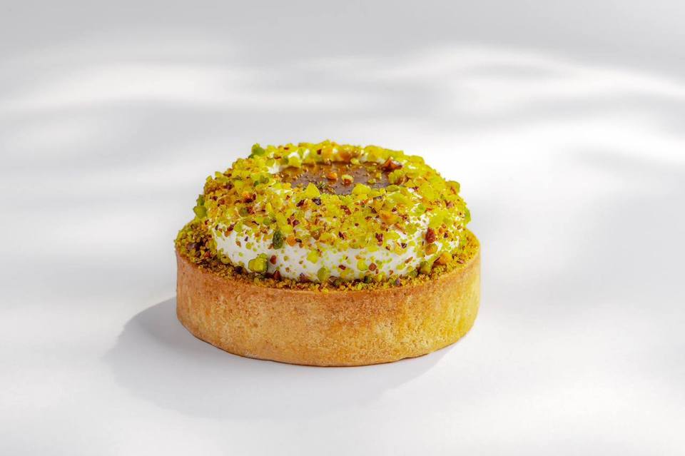 Pistachio Tart, studio photograph