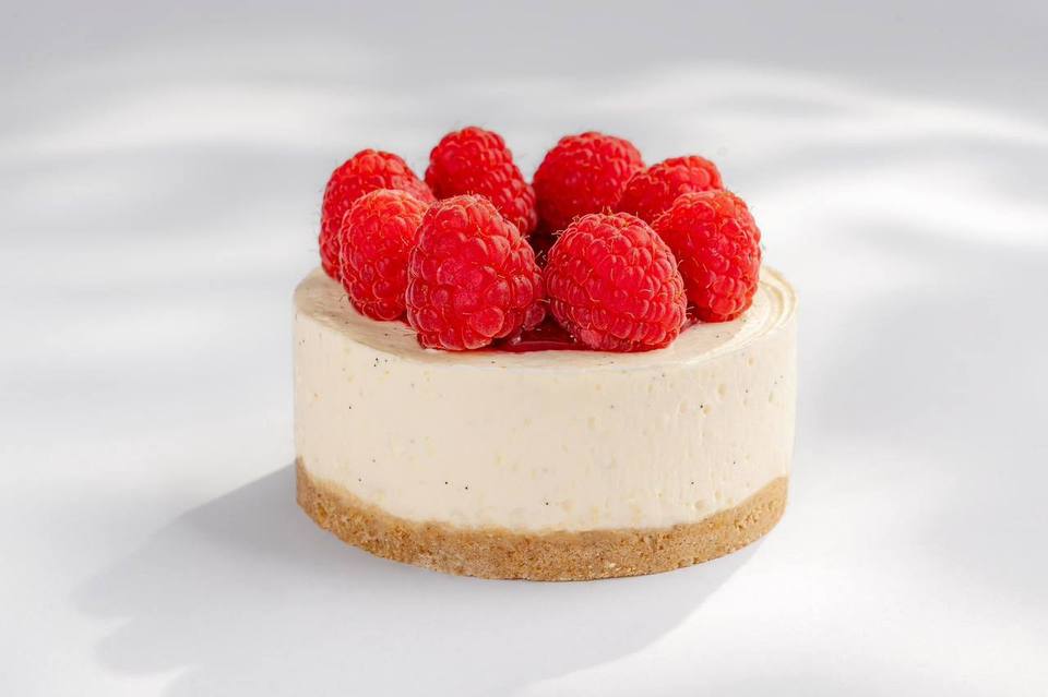 Raspberry Cheesecake, studio photograph
