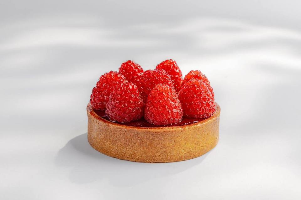 Raspberry Tart on a white ground